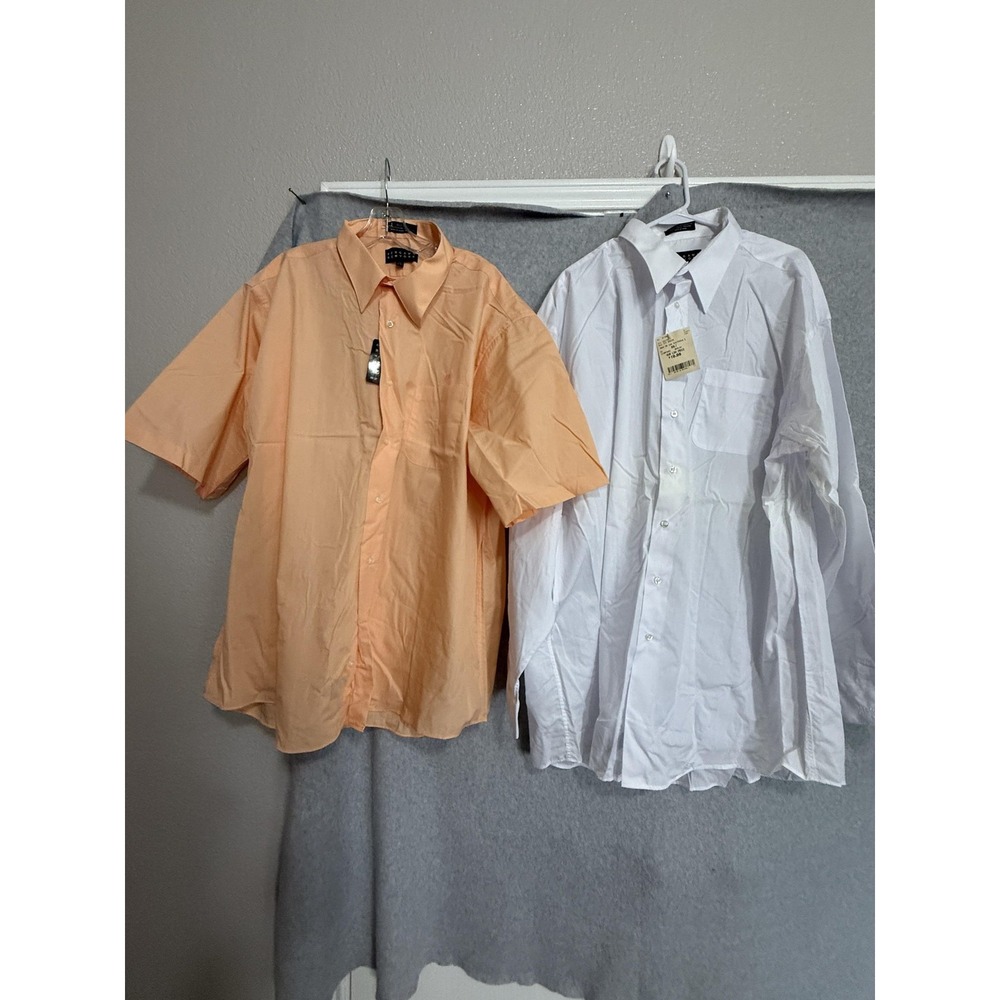 Bergamo New York Dress Shirt Mens 2XL 18-18.5 Pastel Peach 2 Piece Monogram